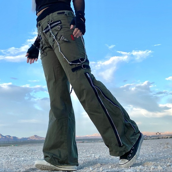 SOLD VTG TRIPP NYC Army Green Bondage Pants - Picture 2 of 10